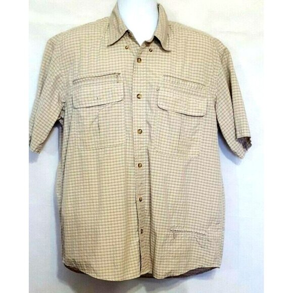 Cabelas Shirt Mens L Short Sleeve Button Front 4 Pockets Outdoor Gear - Picture 2 of 8